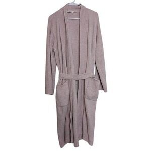 Natori Womens Size Large Long Robe Dusty Rose Pink Tie Waist Belted Pockets Bath